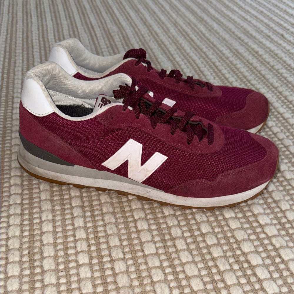 New Balance Men's Maroon and White Sneakers